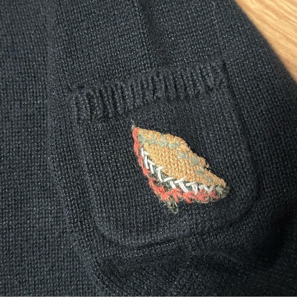 Christopher & banks hand embroidered size small black sweater with leaves - Picture 5 of 11